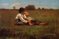 Garçons dans un pâturage réalisme peintre Winslow Homer